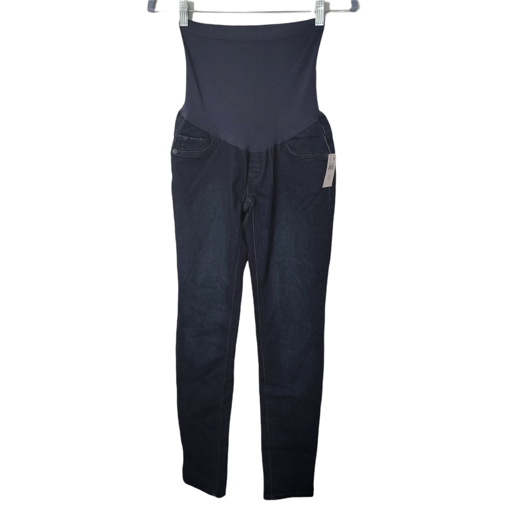 Indigo Blue Dark Wash Slim Straight Maternity Secret Belly Jeans